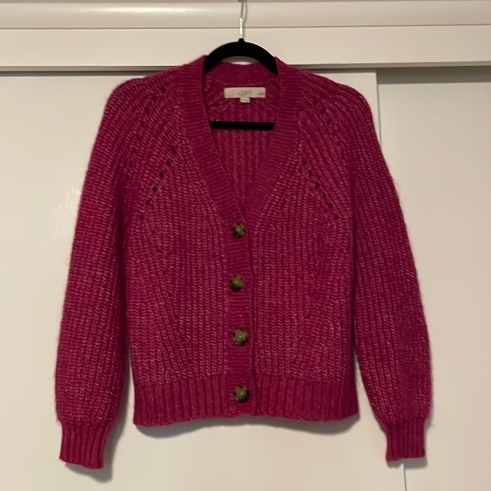EUC LOFT Fuschia Chunky Cardigan